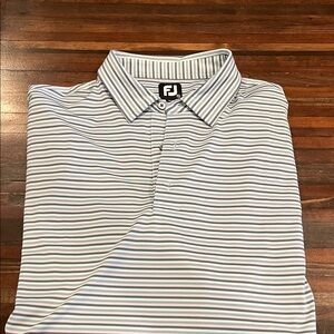 FootJoy Men's Polo Shirt - Gray and White Stripes